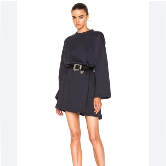 Acne Studios Leyla Fleece Tunic Dress Women’s S Navy - Picture 1 of 12